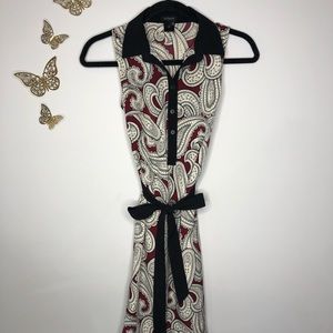 Ann Taylor Paisley Midi Dress in Burgundy, Black, Cream